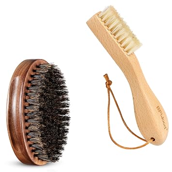 BFWood Boar Bristle Beard Brush and Laundry Stain Brush