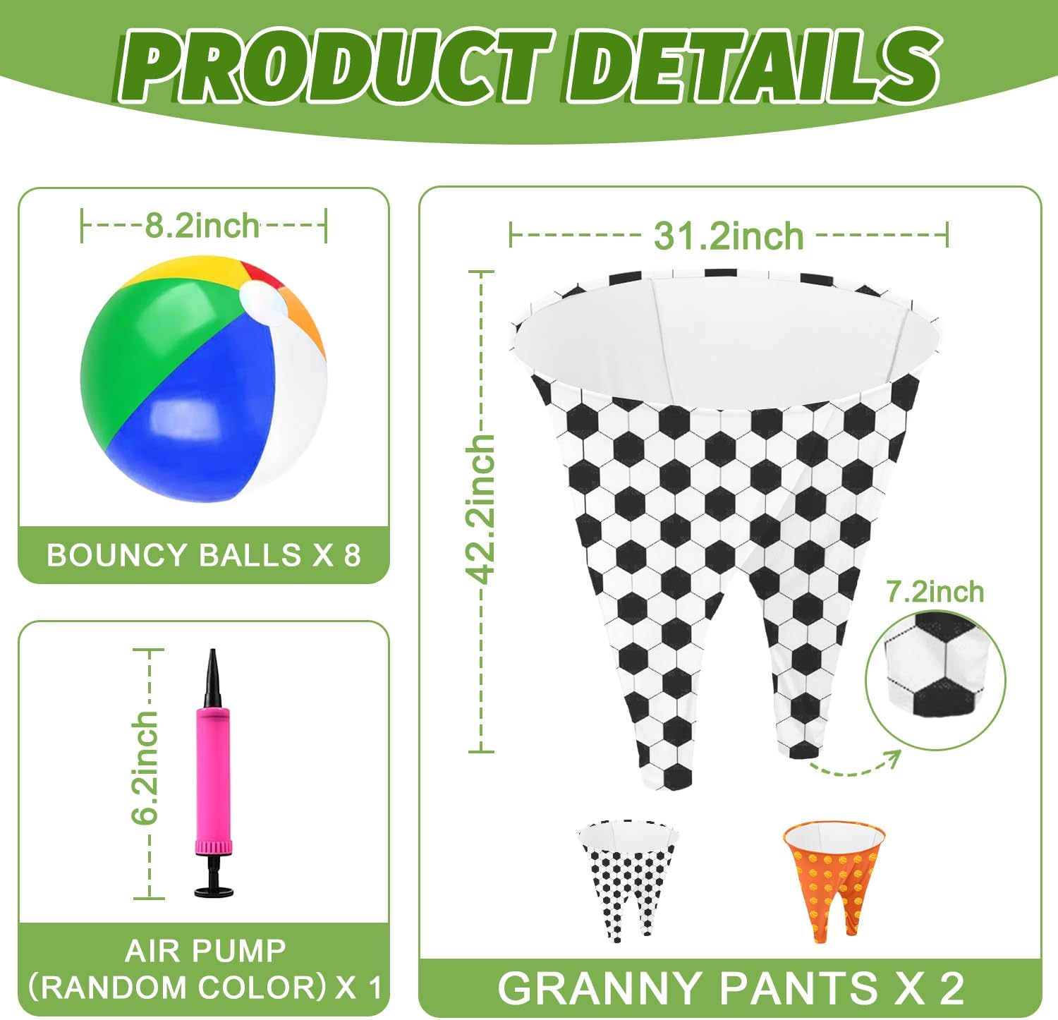 Granny Pants Yard Game, Granny Pants Outdoor Game of Bouncy Balls & 1 Air Pump（Random Color）, Granny Pants Game Big Pants Beach Ball Game for Adults and Family Entertainment Group Activities