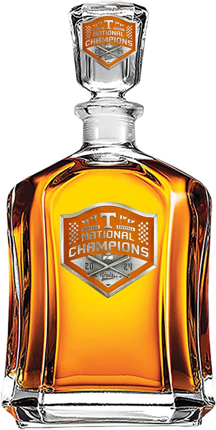 Tennessee 2024 Baseball Champs Capitol Decanter | 24 OZ Whiskey Decanter for Liquor with Airtight Stopper | Expertly Crafted Pewter Glass