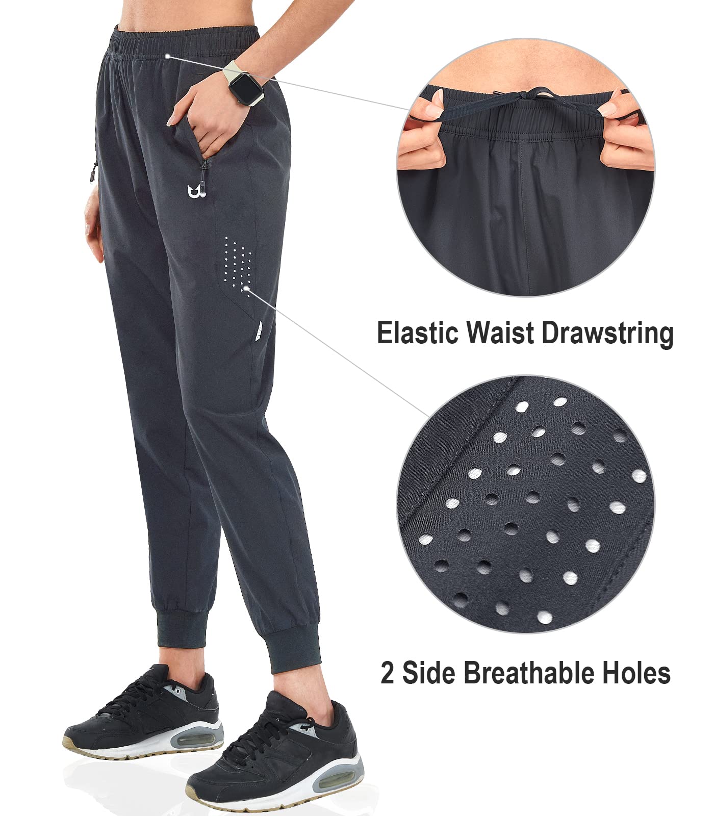 NORTHYARD Jogginghose Damen Leichte Schnelltrocknend Trainingshose Stretch Fitness Sporthose Lang Wasserdicht Wanderhose mit Reißverschlusstaschen
