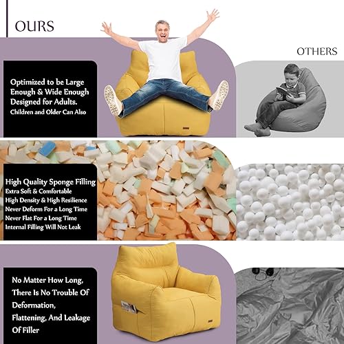 Miniatura 8 de Puf para adultos con relleno de espuma viscoelástica en el interior, puf ultra suave con bolsa de almacenamiento, cómodo y nunca se deforma de