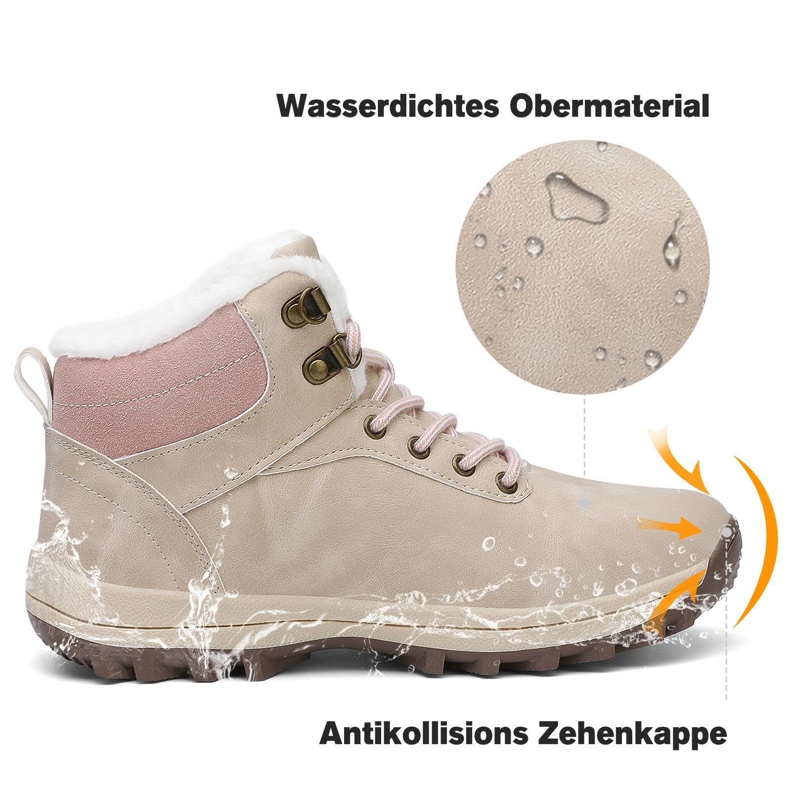 Mishansha Stivali Uomo Donna Invernali Impermeabili Stivaletti Neve Antiscivolo,Gr.36-48