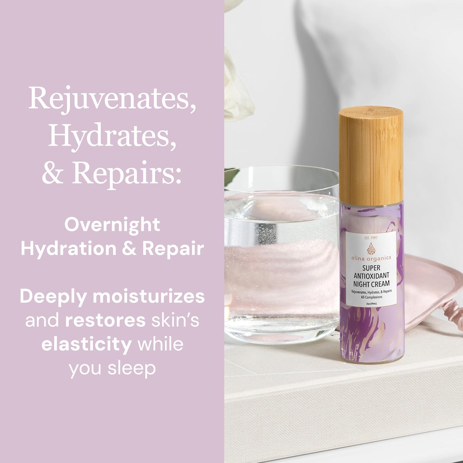 Super Antioxidant Night Cream, 2oz – Hydrating Night Moisturizer with Rosehips, Sea Buckthorn & Hyaluronic Acid – Vegan, Organic - Image 2