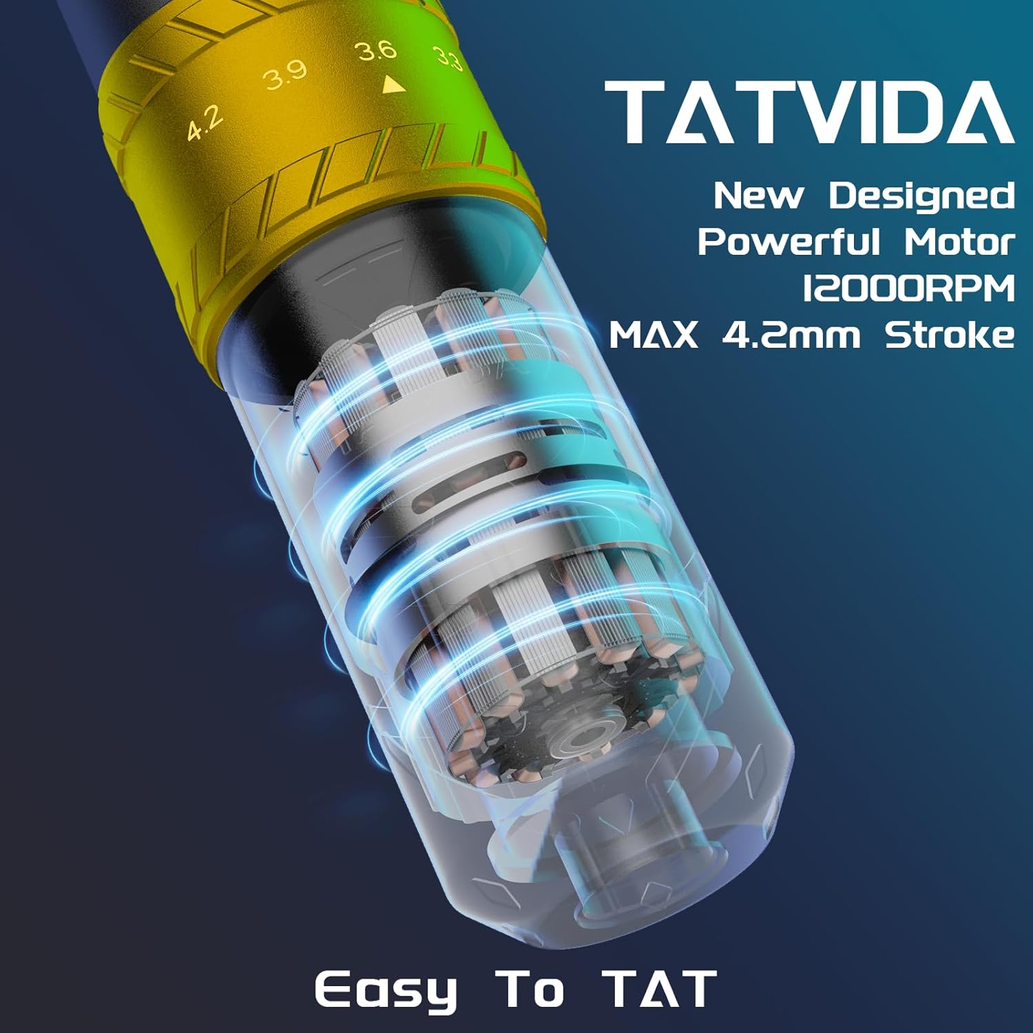 Tattoo Gun Wireless tattoo machine, 2400mAh Rotary Tattoo Machine with 7 stroke length Options, Pro Tattoo Guns with Motor Power reliable for all kinds of needles, ink (One Battery)