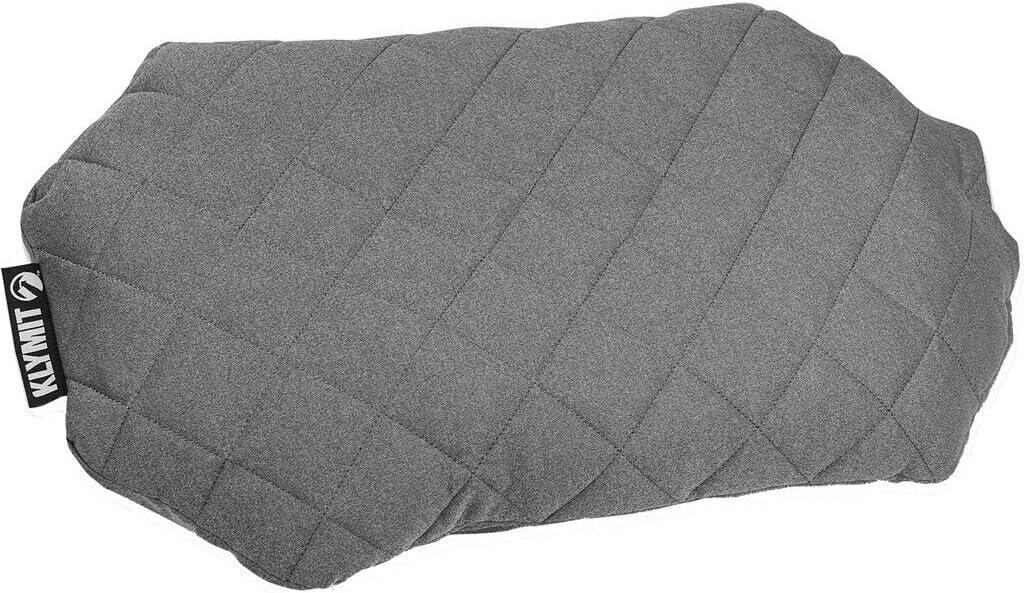 Gray Quilted Inflatable Polyester Travel Pillow