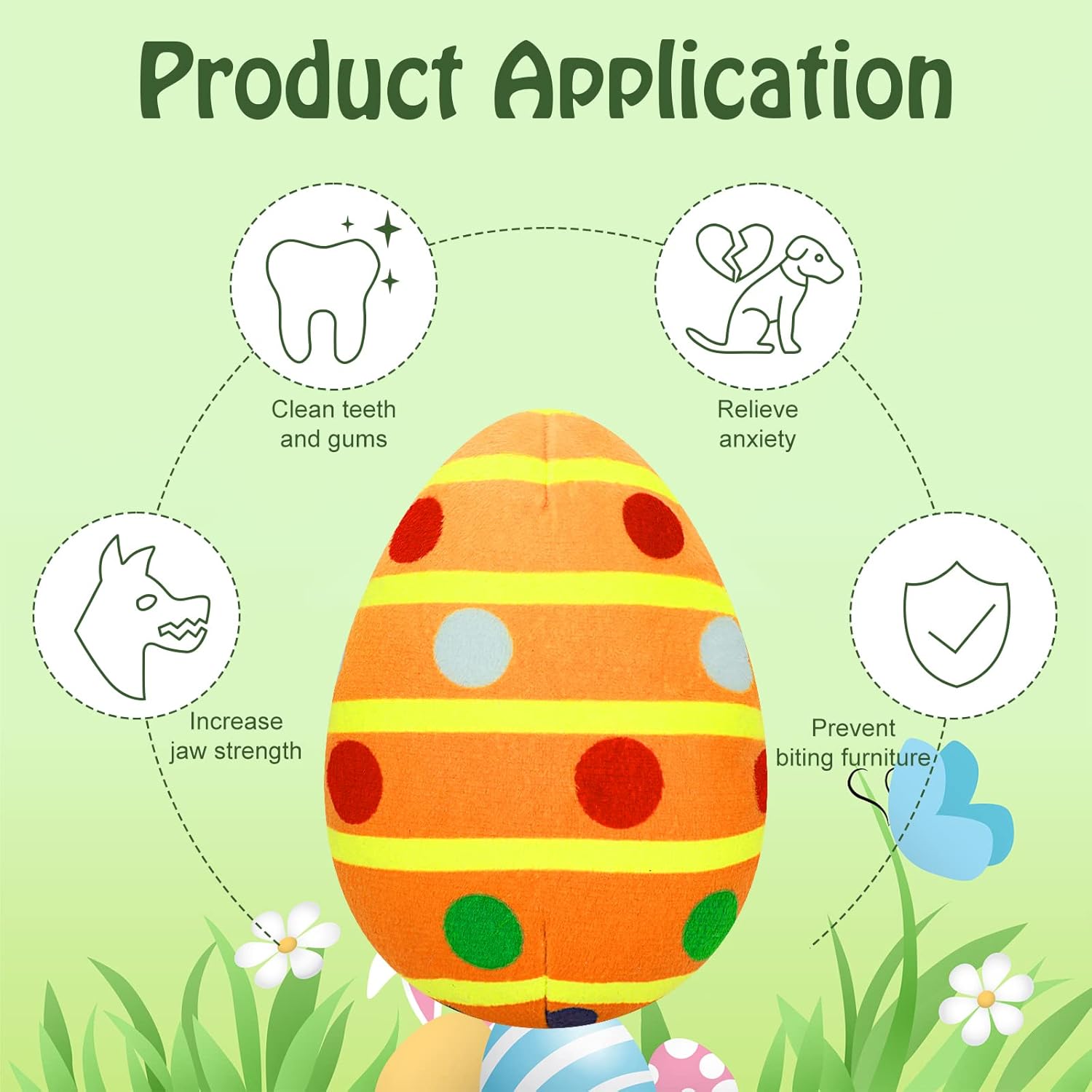 Rypet 3パック イースターおもちゃ 犬用ぬいぐるみ エッグスクイーカー ぬいぐるみ ペットおもちゃ 子犬 噛むおもちゃ イース