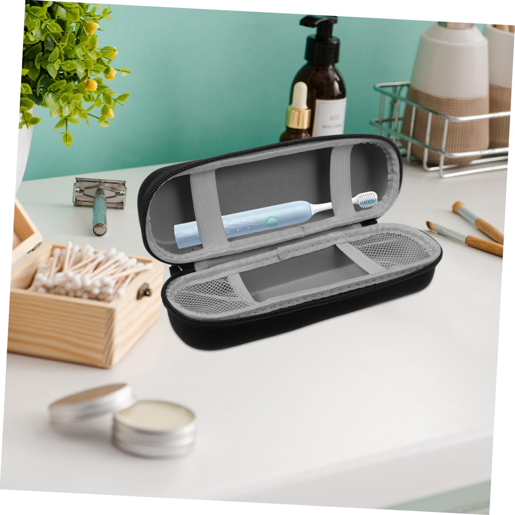 Beavorty 5 Piezas Caja De Almacenamiento De Cepillo De Caja De Cepillo De Funda Protectora para Cepillo De Eléctrico Estuche De Viaje Black Tela Tejida