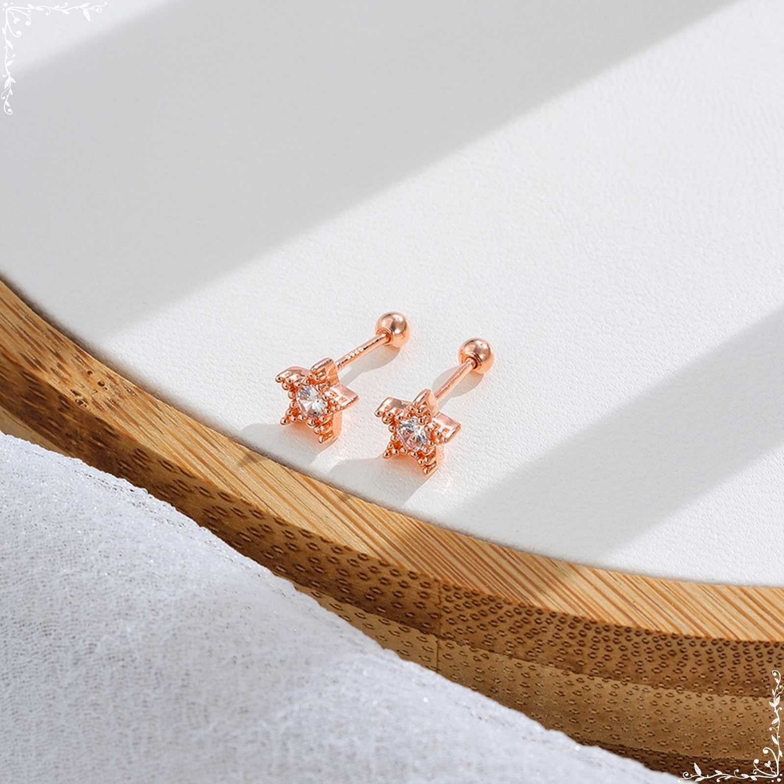 Pendientes de mujer de oro rosa 750, pendientes para mujer sencillos con estrella redonda de diamante para cumpleaños, para novia, oro amarillo