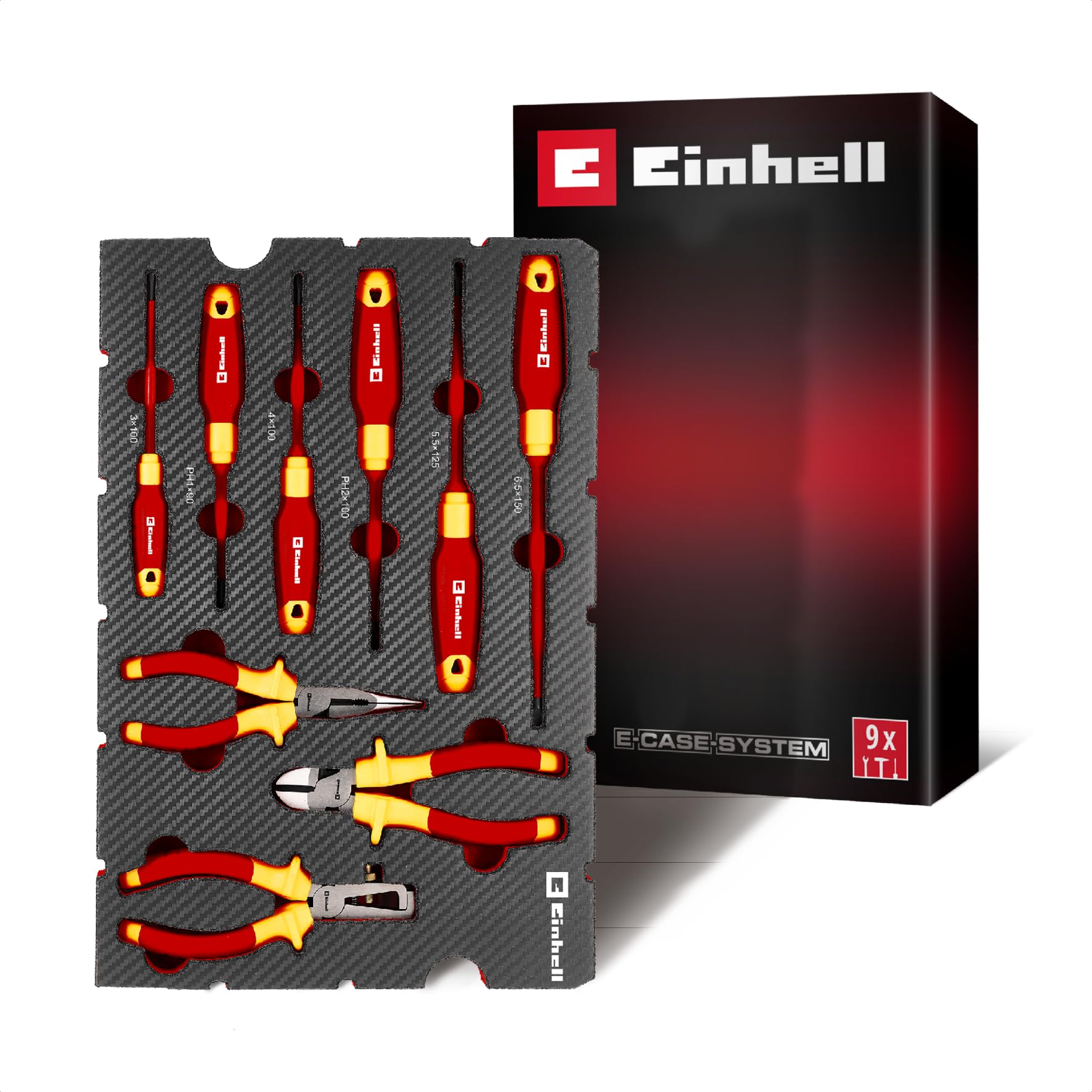 Originale Einhell E-Case Inserto Cacciaviti 17 pz (Set Cacciaviti, Tappo Battente, Forma Compatta, Cappuccio Rotante, Profilo Stella, Cromo Vanadio, Sistema E-Case)