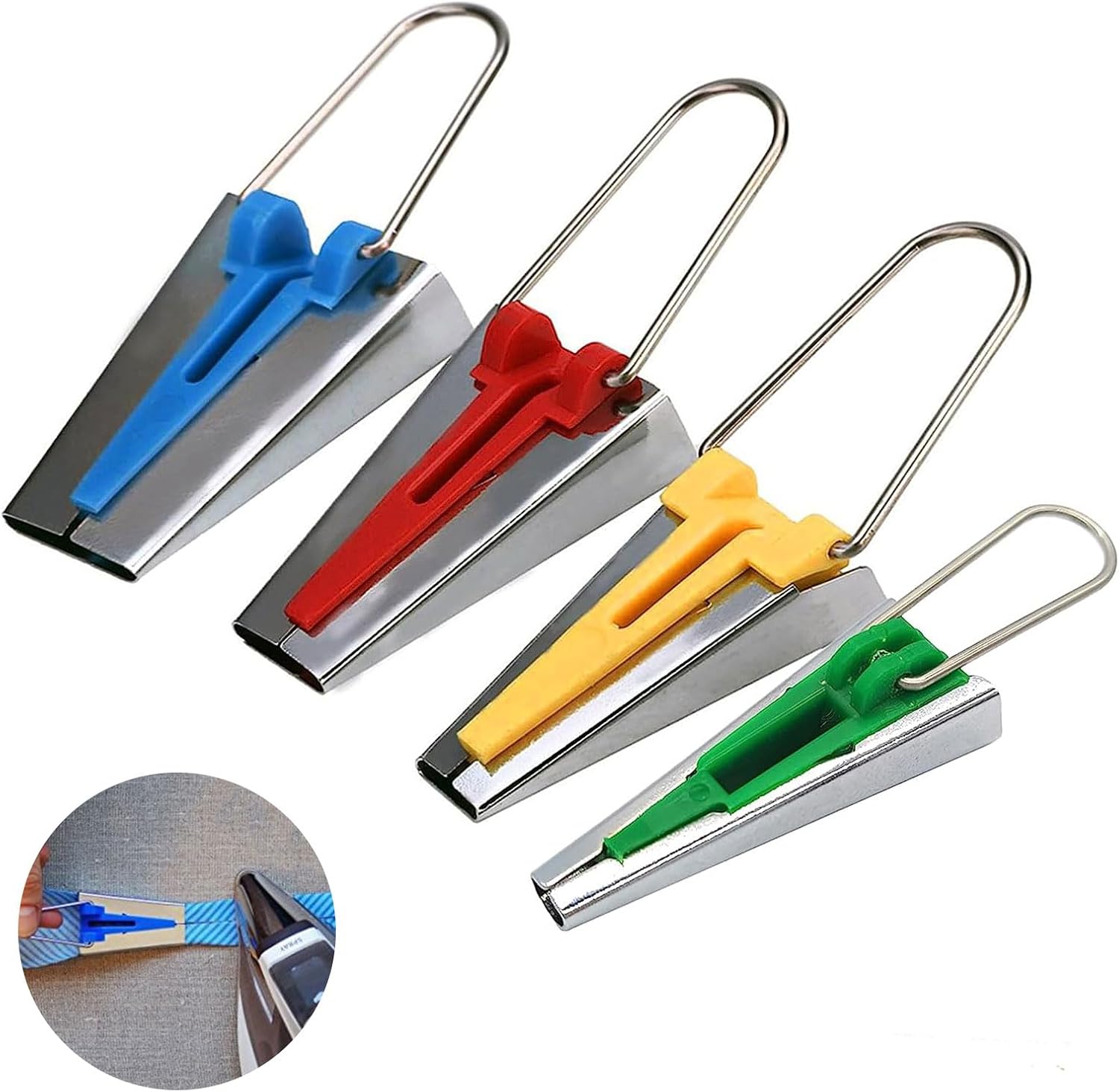 4PCS Bias Binding Maker,Plastic and Metal Fabric Bias Tape Maker Set