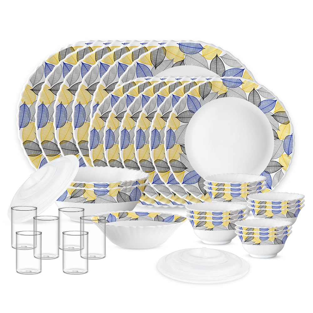 Larah by Borosil Kora Opalware Dinner Set (35 Pcs) at ₹1,630 – Amazon