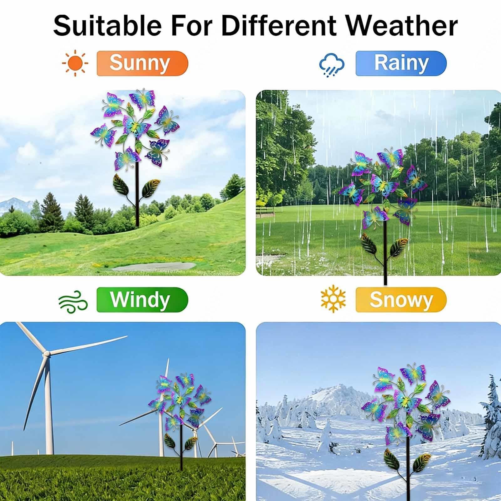 Papillon Sculptures Et Mobiles à Vent, Eolienne De Jardin 117cm/46in, 3D avec La Sculpture De Jardin Moulin à Vent Solaire pour La DéCoration De Patio De Jardin,B（2Packs）