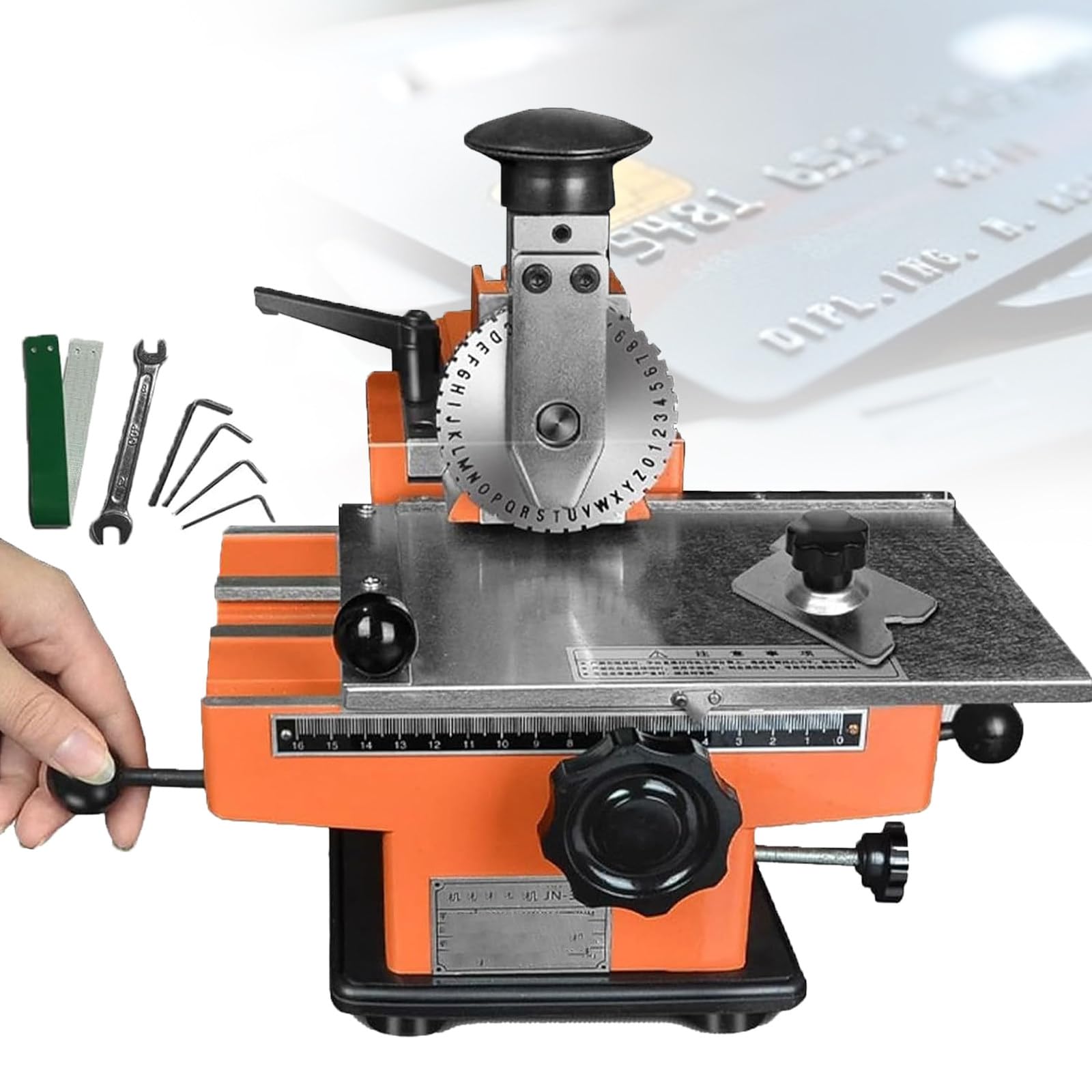 Atwynd Versatile Semi-Automatic Label Embosser - Metal Stamping Printer with Interchangeable Character Wheels, Nameplate Metal Label Stamping Printing Machine for Dog Tags A-6mm