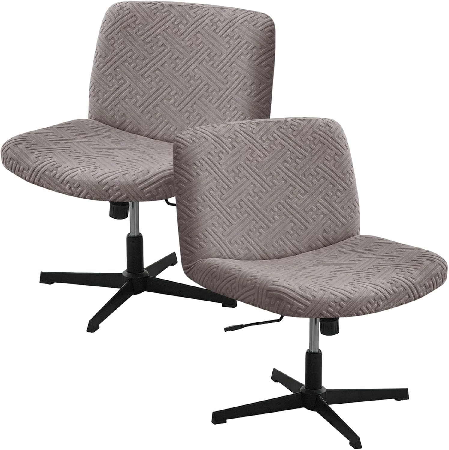 Criss Cross Chair Cover Water Resistant Jacquard Vanity Chair Cover Elastic Mid Back Wide Seat Armless Accent Chair Covers for Home Office Desk Chair(2PCS,Kahki)