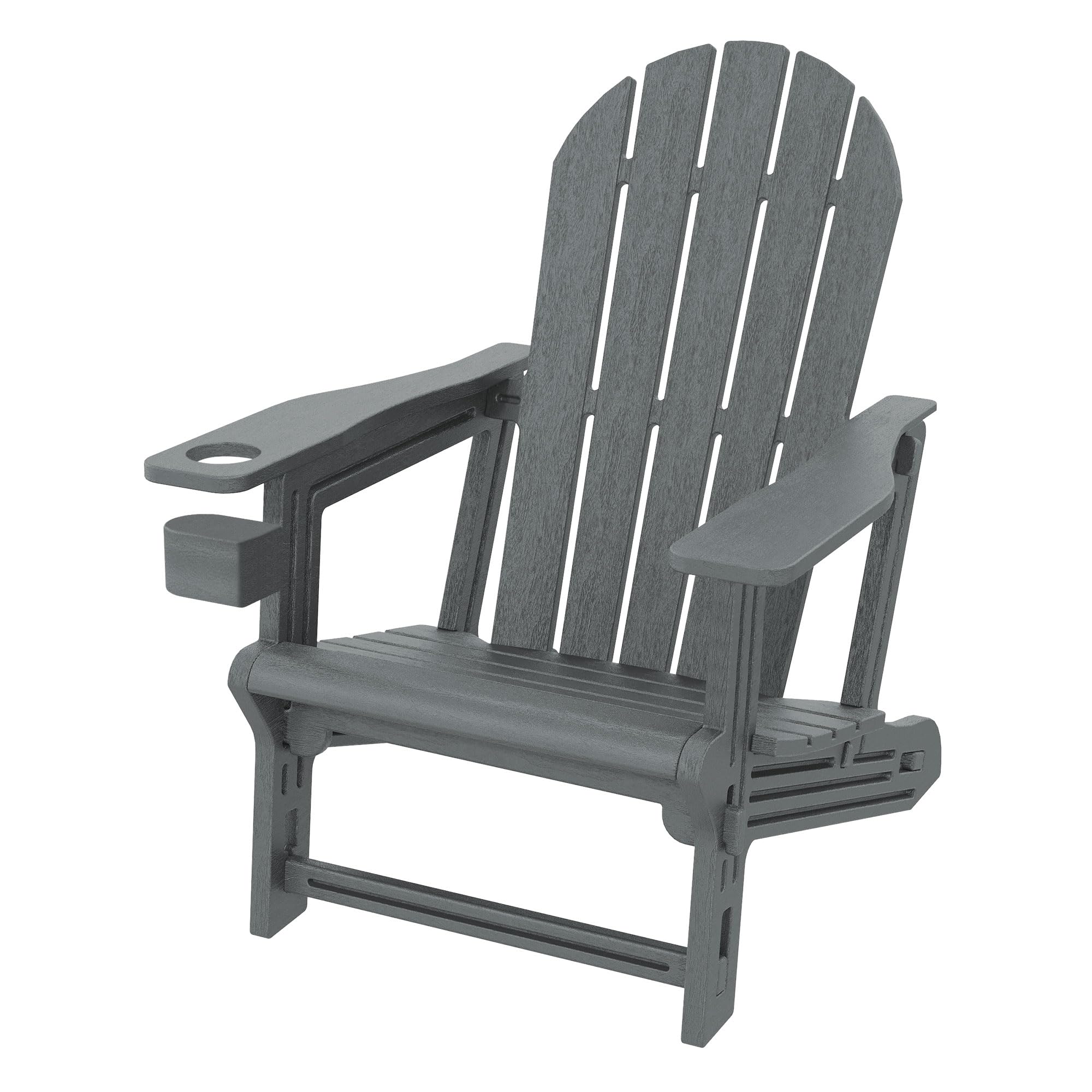 ML-Design Silla Adironack con Portavasos, Gris, Sillón de Jardín de Plástico con Aspecto de Madera, Mecedora Resistente a la Intemperie, Asiento con Respaldo, Tumbona de Exterior Mueble para Patio
