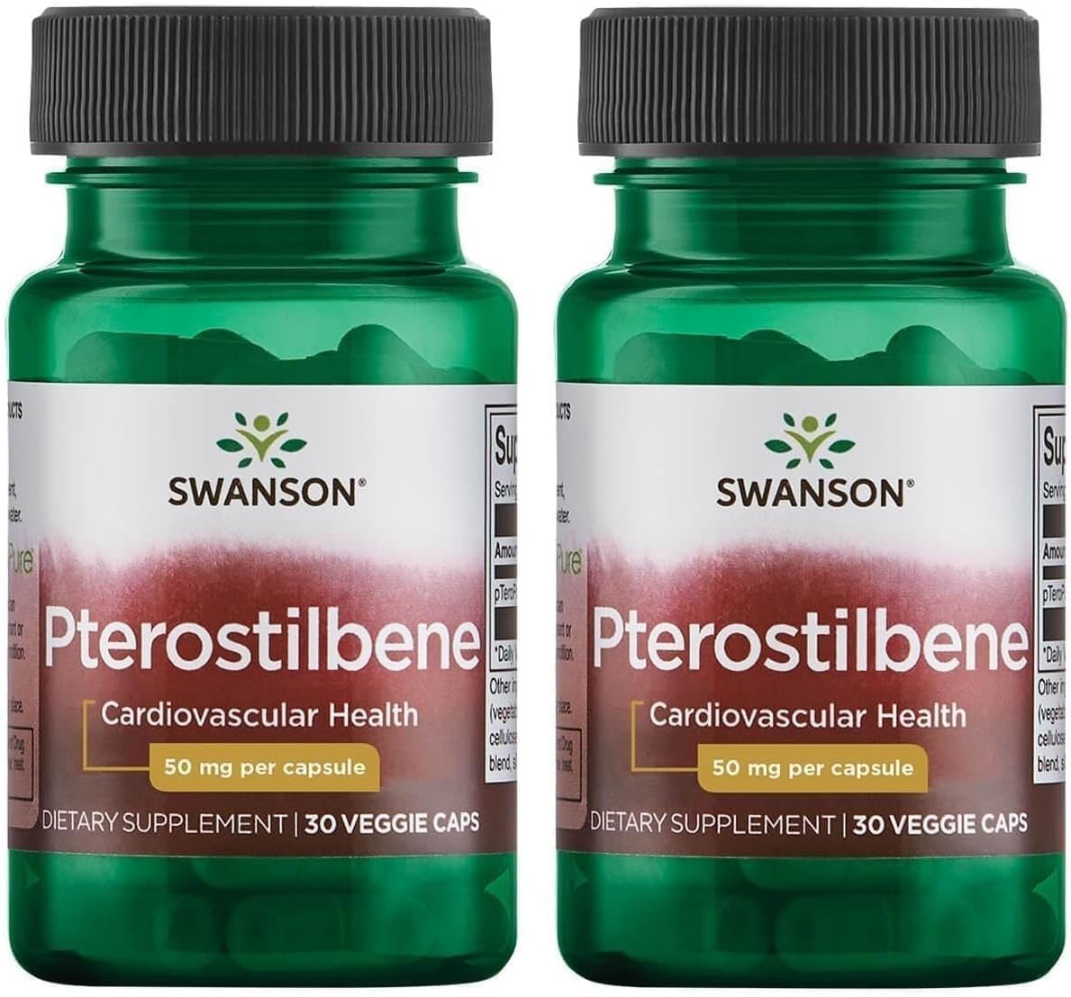 Swanson Pterostilbene 50 mg, 30 Vegetarian Capsules, 2 Pack 30 Count (Pack of 2)
