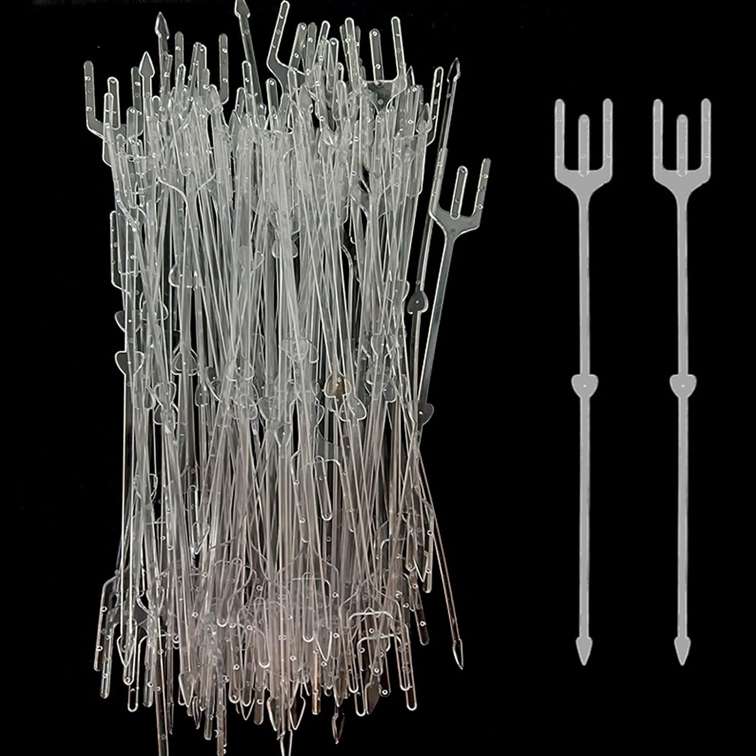 80 Pcs Floral Picks Clear 9.6 Inch Plastic Flower Card Holder Sticks Straight Head Photo Picture Holder Fork Shaped for Bouquet Arrangement Wedding Birthday Party Centerpieces Decorations