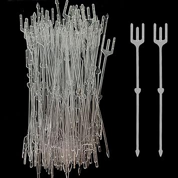 80 Pcs Floral Picks Clear 9.6 Inch Plastic Flower Card Holder Sticks Straight Head Photo Picture Holder Fork Shaped for Bouquet Arrangement Wedding Birthday Party Centerpieces Decorations
