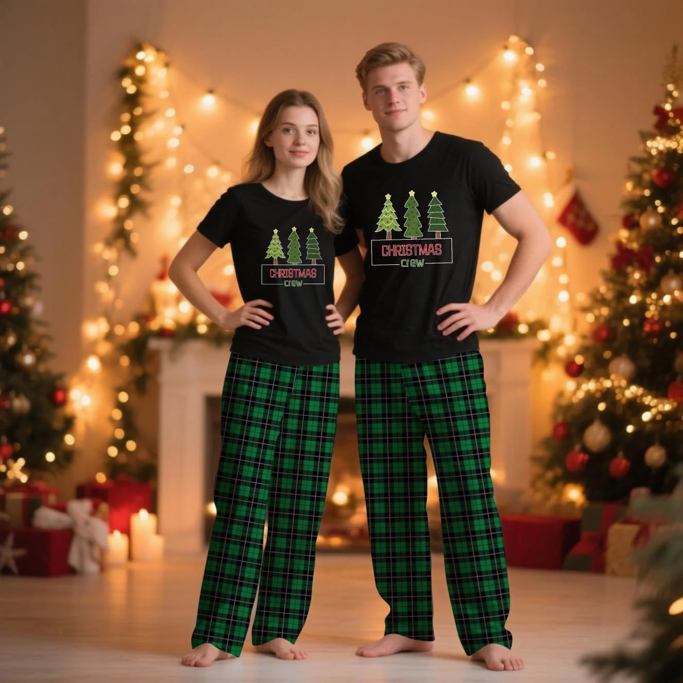 Christmas Pajamas for Family,Family Holiday PJS Matching Sets,Xmas Jammies for Couples, T-Shirt