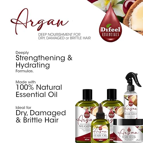 Miniatura 6 de Difeel Essentials - Mascarilla para el cabello de argán de nutrición profunda, 8 onzas, mascarilla de tratamiento capilar acondicionador profundo,