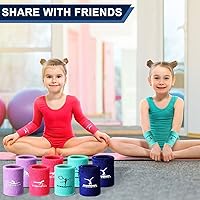 Vista 6 de Charniol Pulseras de gimnasia para agarres, 4 pares de muñequeras coloridas de poliéster y algodón para niñas, 3.15 x 3.94 pulgadas, color rosa