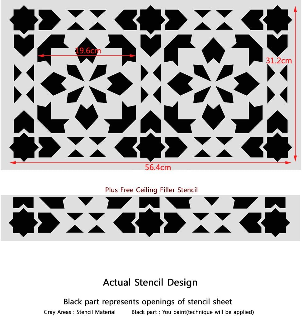 Moroccan Wall Stencil Adorlee Allover Stencil for Wall or Floor Painting