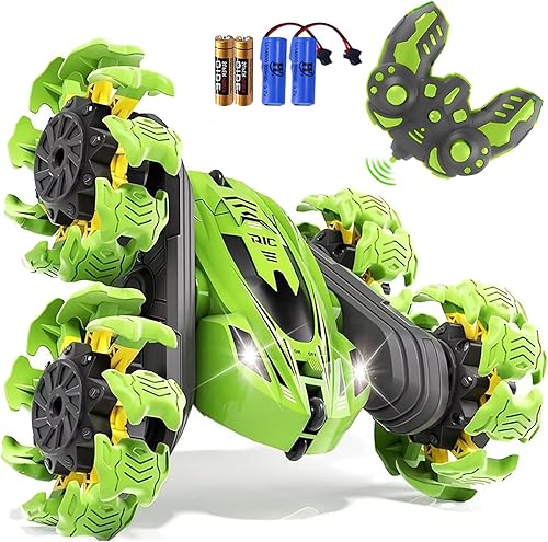 Miniatura 10 de Auto de control remoto, nuevo auto de juguete RC de doble cara con rotación de 360° y faros LED, auto de carreras de acrobacias eléctrico recargable