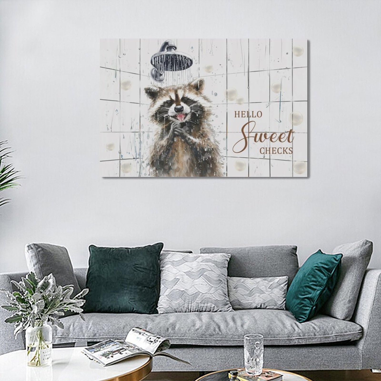 Simpatico procione nel bagno Animali divertenti Poster da bagno Stampe su tela Ptura Nero Bianco Immagini di arte della parete Doccia Decorazioni per la casa  15
