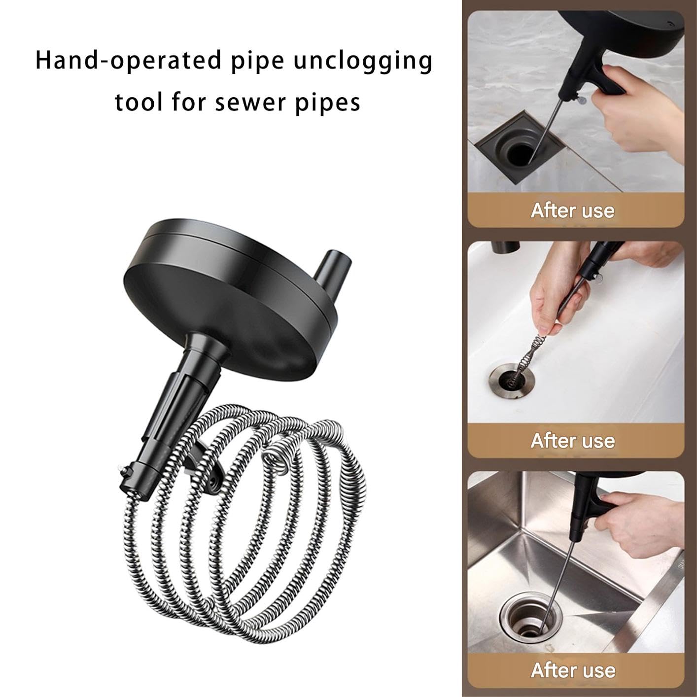 Robuster Manueller Abflussreiniger Mit Stahlfeder Für Küchenspüle Badezimmer Toilette Verstopfungsentfernung Ergonomisches Griffdesign Handlicher Rohrreiniger
