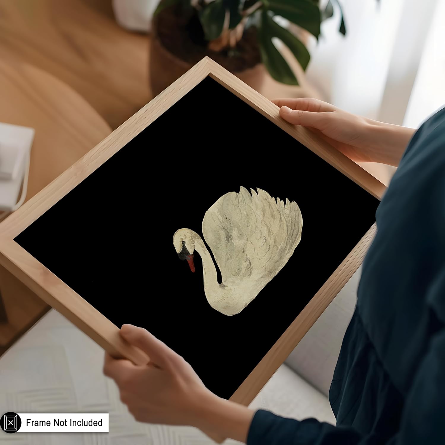 Poster Master Vintage Mute Swan Poster - Retro White Swan Print - Bird Art - Minimal Art - Gift for Men, Women & Animal Lover - Decor for Kids Room, Bedroom or Living Room - 8x10 UNFRAMED Wall Art