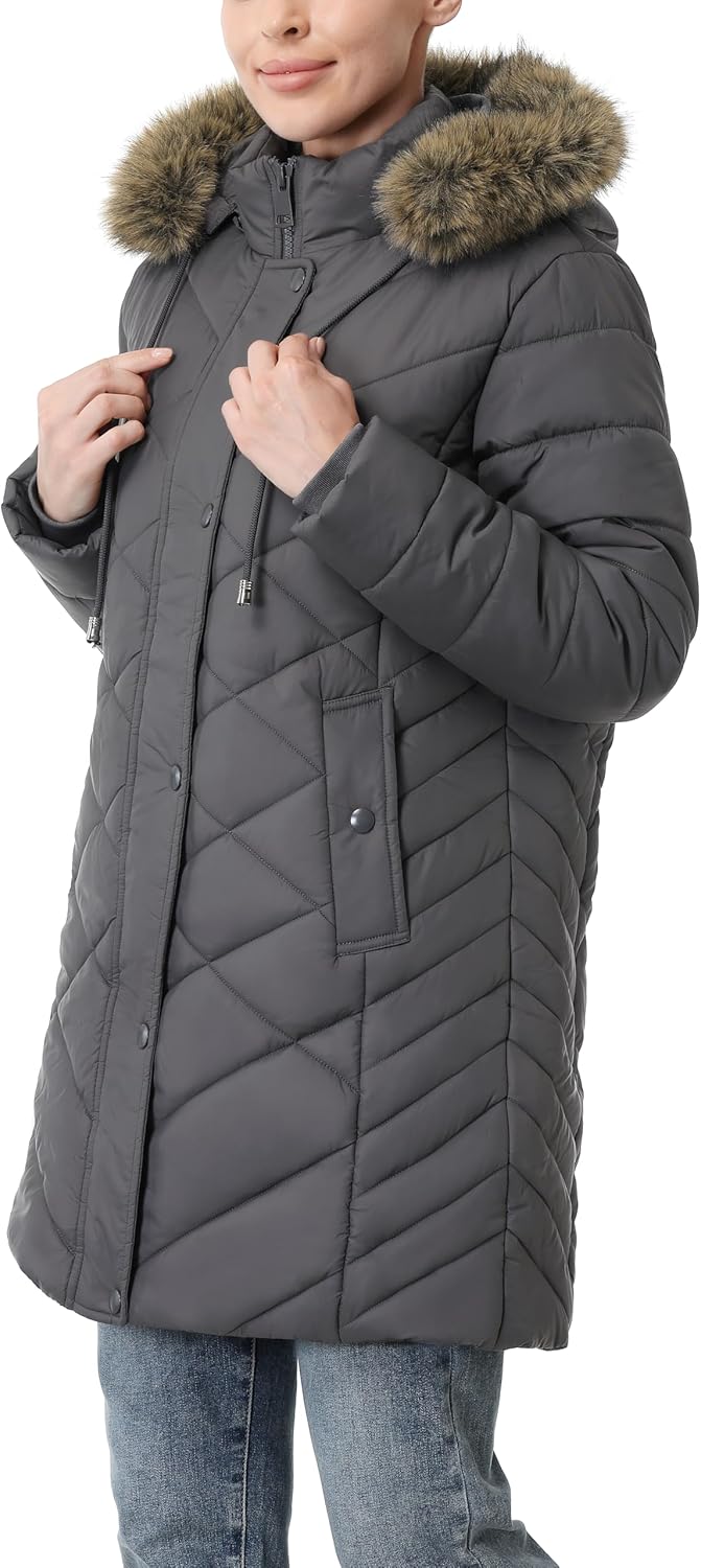Women's Long Warm Winter Coat Windproof Thickened Fleece Lined Down Jacket Waterproof Puffer Outerwear with Removable Hood - Image 6