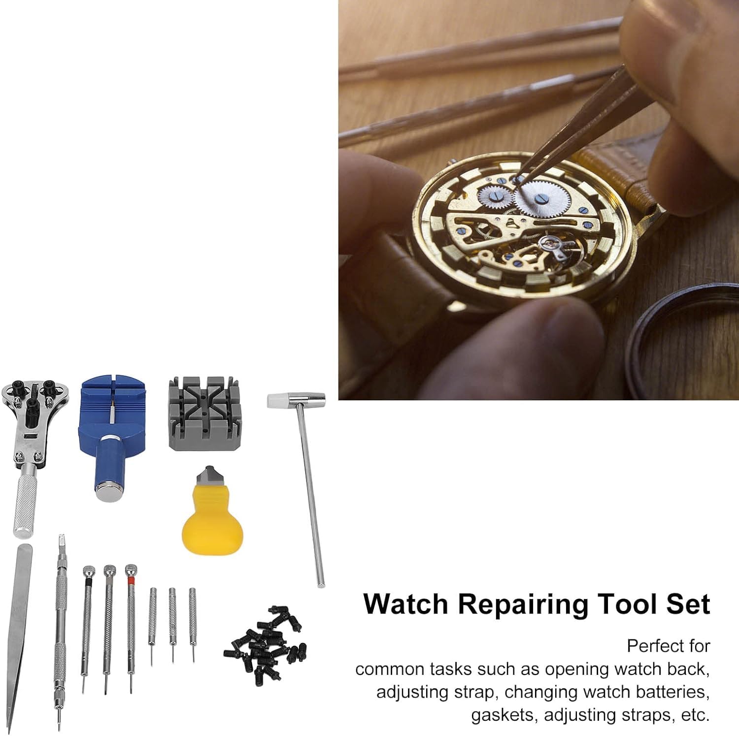 Kit de reparación de Relojes de 14 Piezas para Reparar y reemplazar la batería del Reloj, Kit de Herramientas de reemplazo de batería de Reloj con Bolsa de Transporte de