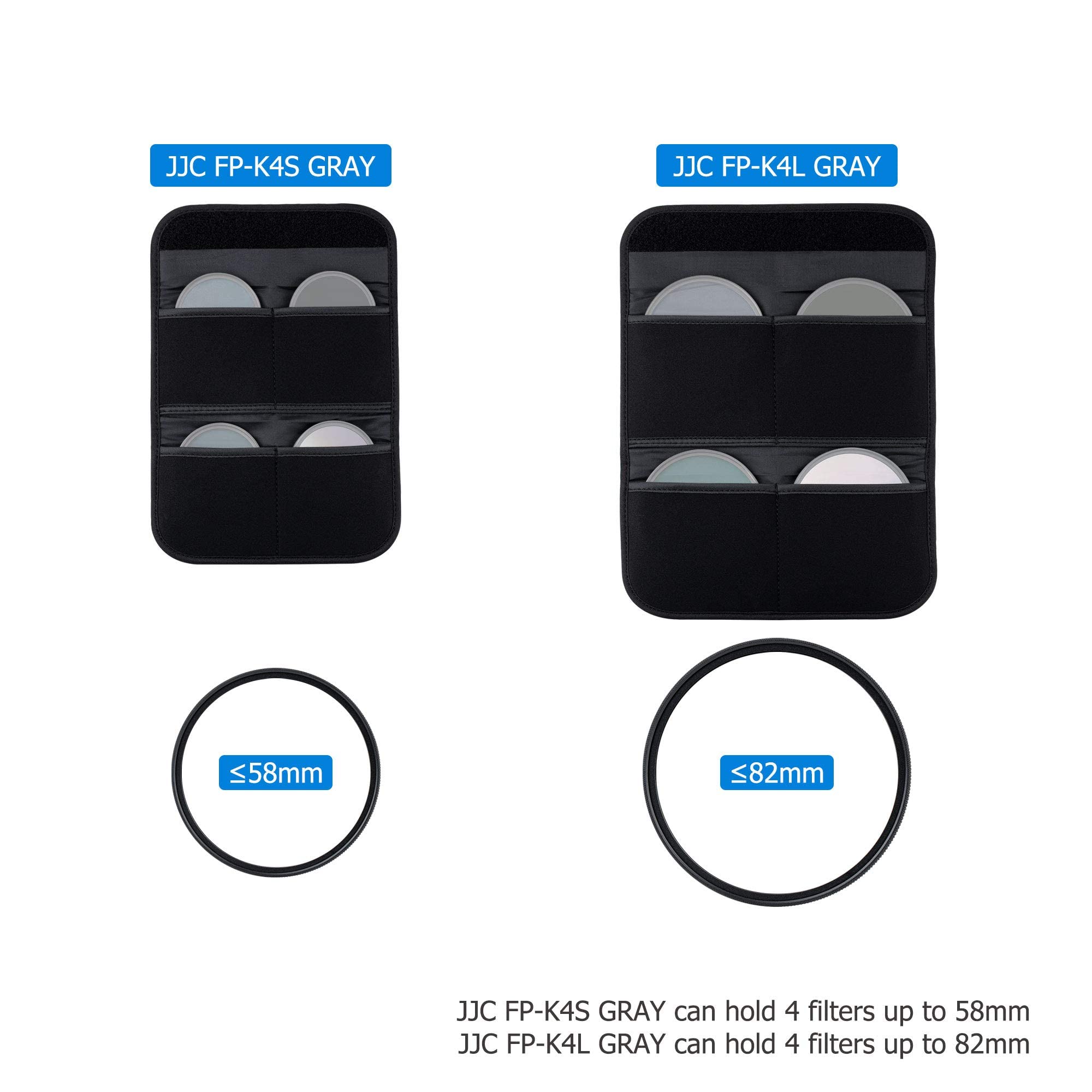 JJC Custodia protettiva per filtro obiettivo fotocamera a 4 tasche, per filtri fino a 58 mm di diametro, in neoprene elastico, con panno in microfibra
