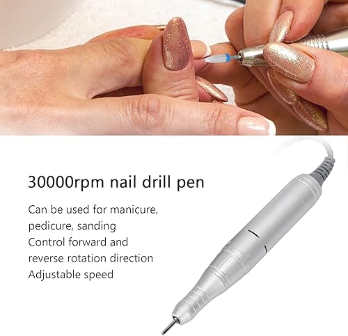 Miniatura 3 de Luqeeg Kit profesional de manicura y pedicura, juego de lima de uñas eléctrica recargable por USB, 30000 RPM, pantalla LCD, máquina de taladro de