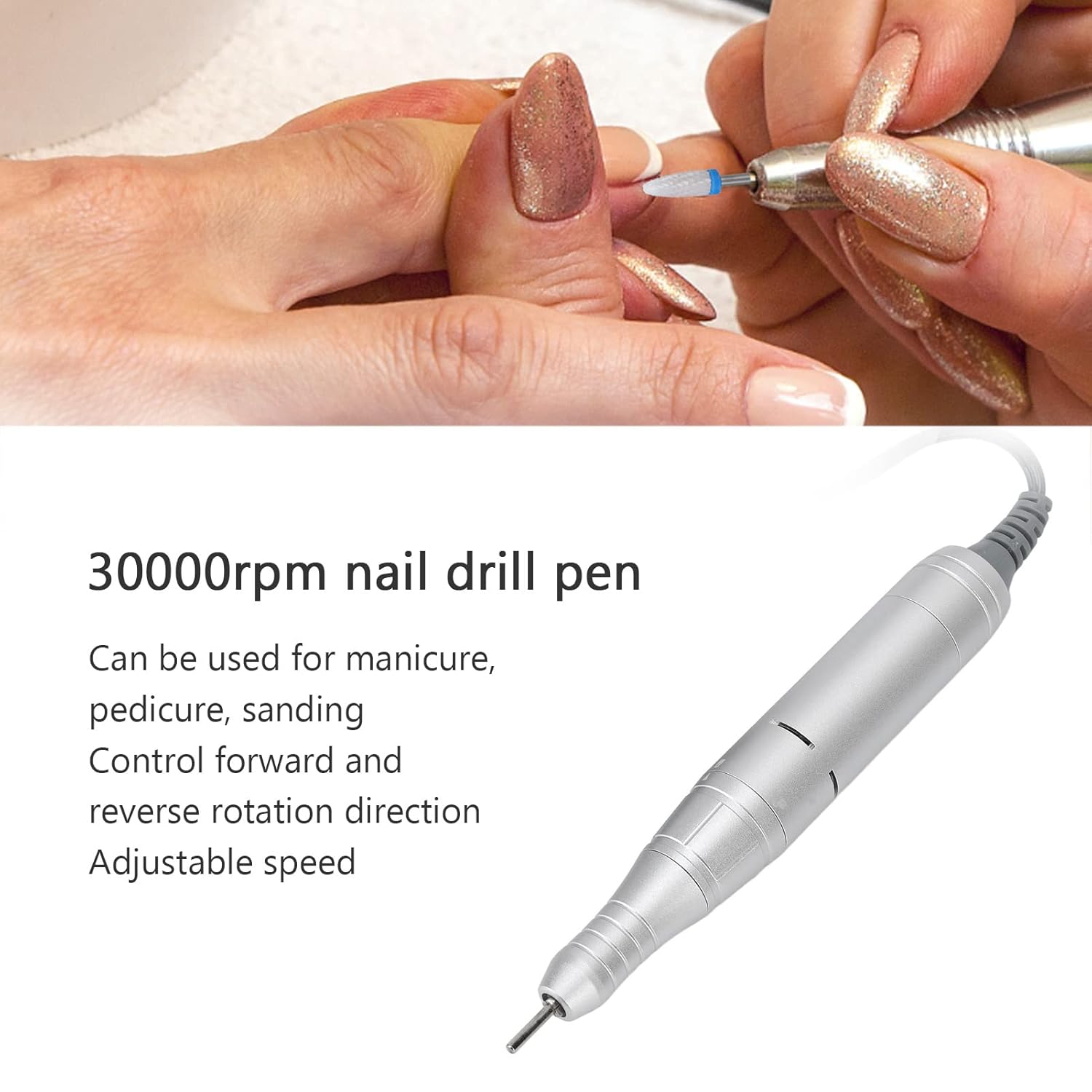 Sonew Electric Nail Drill Machine USB Charging Nail Polisher with LCD 30,000 RPM Nail File Manicure Pedicure Tool