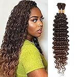 Human Braiding Hair Mix Synthetic Boho Hair for Braiding, 20 Inch Deep Wave Bulk for Boho Braids 2 Pcs Curly Bohemian Wet and Wavy Braiding Hair(4/30, 20 Inch-2pcs)