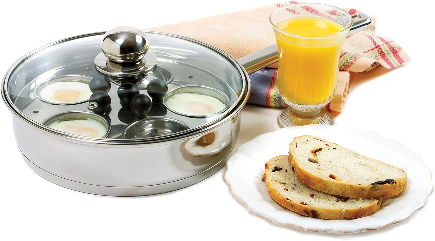 Norpro Stainless Steel Egg Poacher/Skillet Set, 10", Silver, 1 Liters