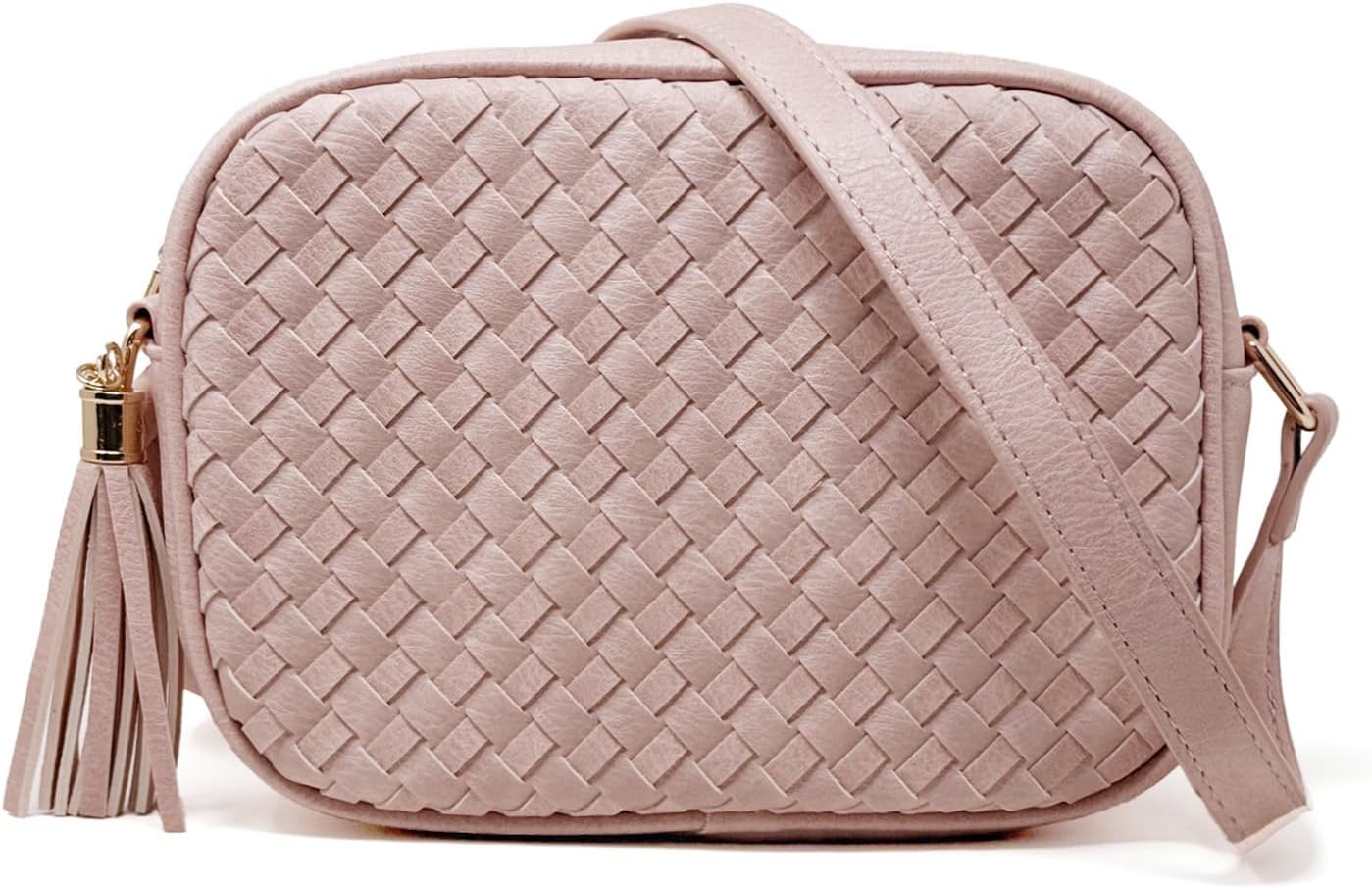 AFKOMST Woven Crossbody Bags for Women Small Summer Purse and Boho Cross Body Handbag with Tassel, Vegen Leather | Fit Long Wallet, Spacious Room