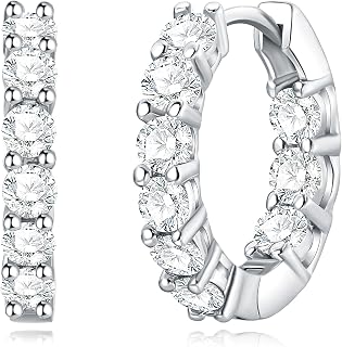 GIRIOIZ 925 Sterling Silver Small Huggie Hoop Earrings Women with High-Carbon Diamond, Hypoallergenic Lightweight Daily Wear Jewelry