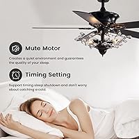 Vista 8 de CROSSIO Moderno ventilador de techo de cristal con control remoto para dormitorio, sala de estar (negro, 2, 50 pulgadas)