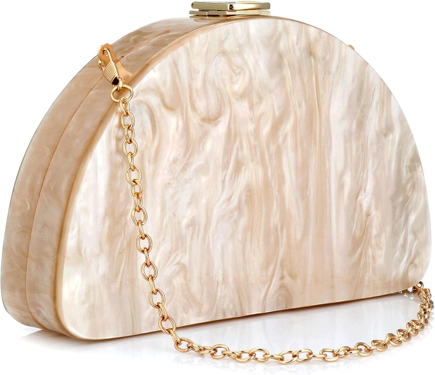 YYW Clutch Purses Women Semicircle Evening Bag Crossbody Bag for Women Elegant Handbags for Wedding Cocktail Party Prom Apricot