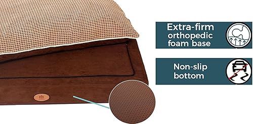 Miniatura 4 de Cama paraíso ortopédica de espuma para perros grandes, Marrón