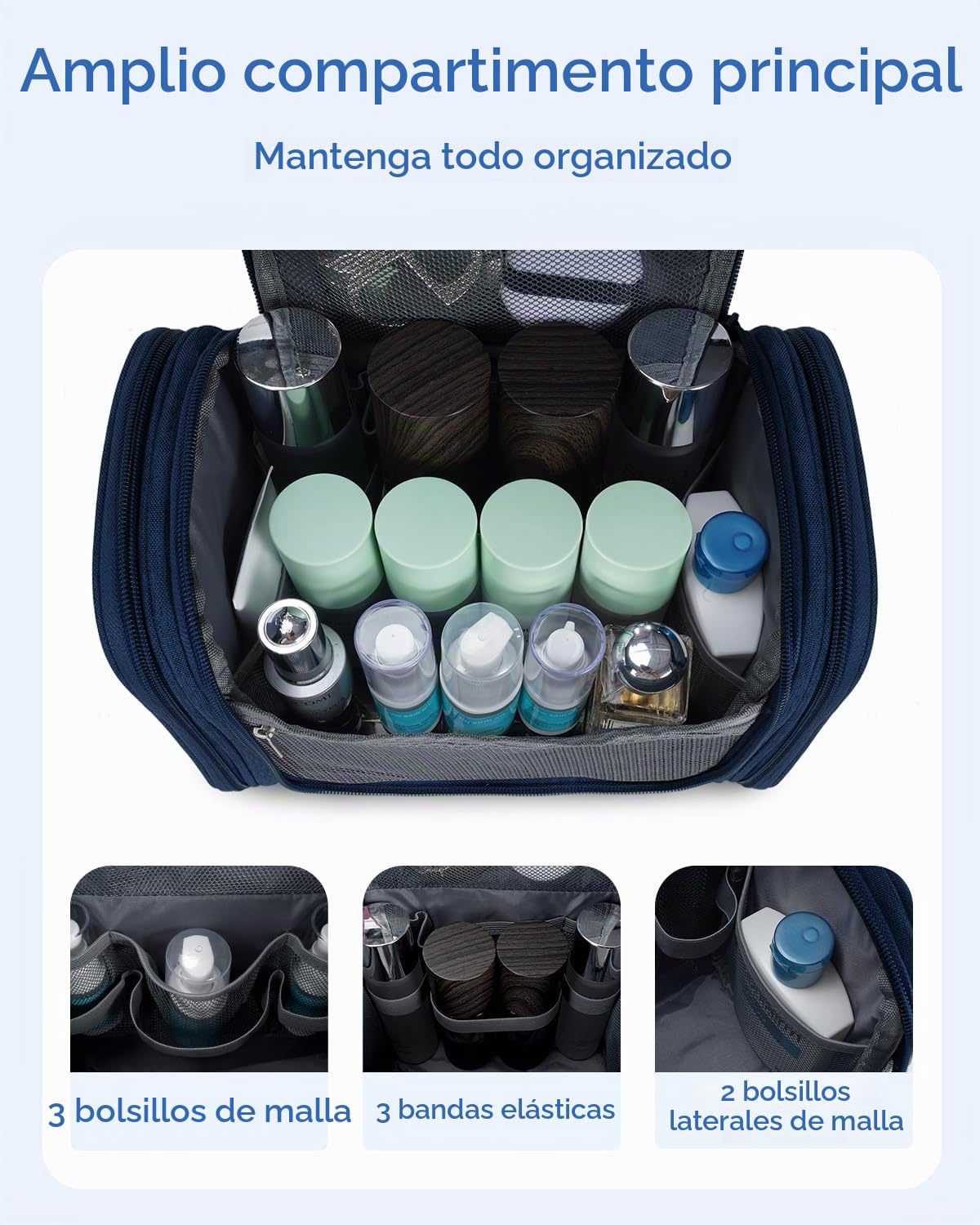 WANDF Neceser para Colgar Impermeable Bolsa de Aseo Colgante Viaje Hombre Bolsa de Cosméticos y Maquillaje para Mujer