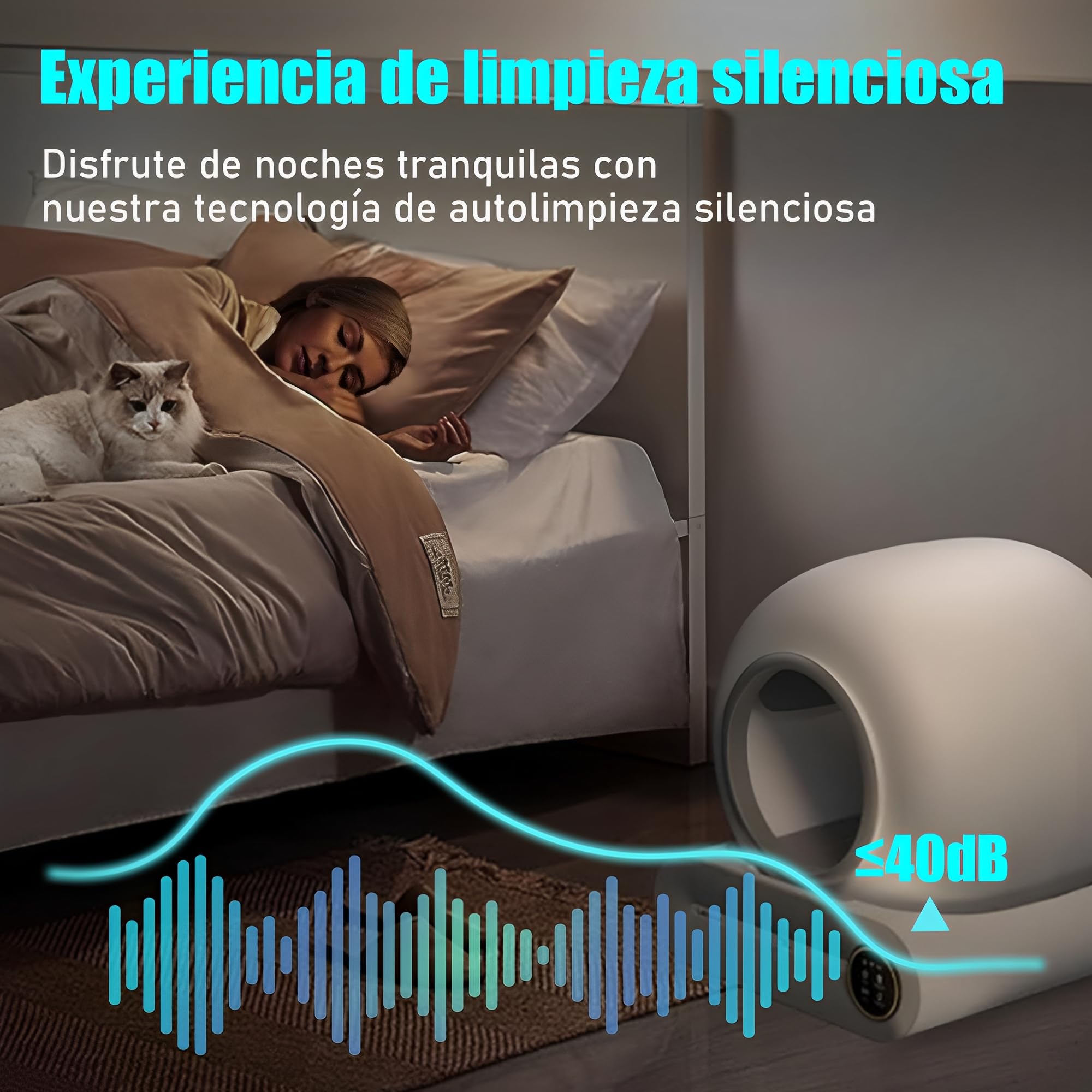 Arenero Gatos Autolimpiable, Caixa De Areia Cerrado para Gatos Automatico, 65L + 9L XXL, Desodorizante, Controlado por Aplicación, Cagadero Autolimpiable Grande, Adecuado para Varios Gatos