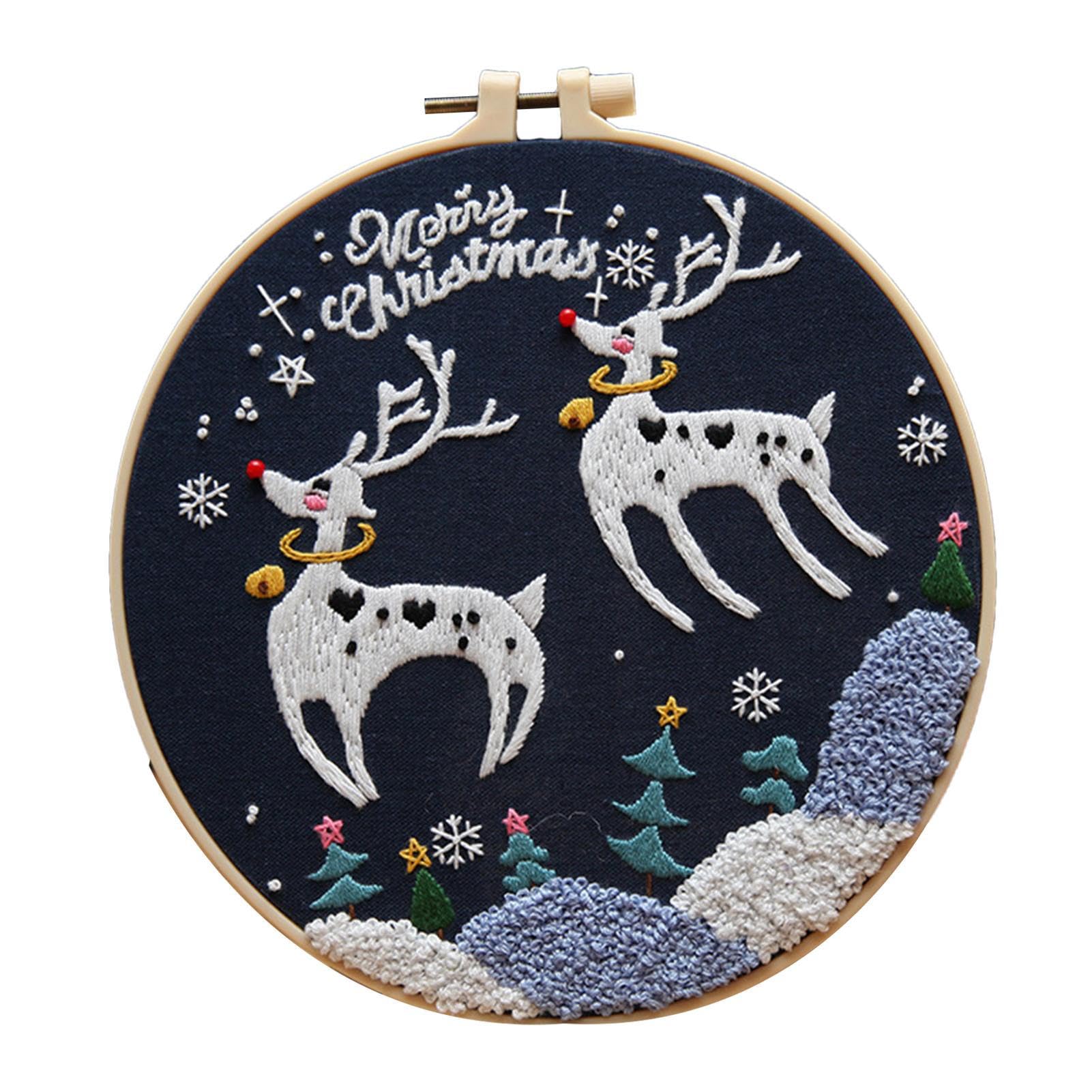 Christmas Embroidery Beginners Kit with Christmas Patterns | Merry Christmas Embroidery Kit Ornaments | Embroidery Kit Merry Christmas Ornaments | Christmas Tree Cross Stitches Set for Beginners