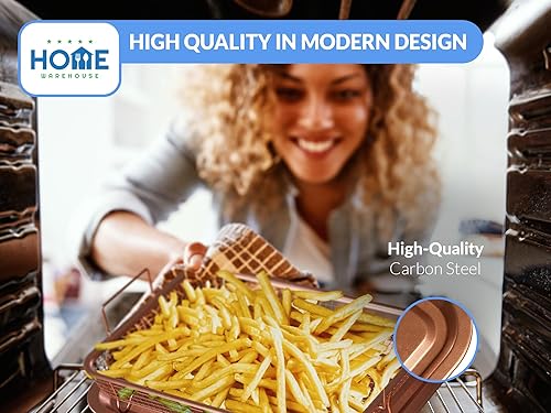 Miniatura 4 de Home Warehouse - Cesta para freidora de aire de acero al carbono para horno, artesanía superior, diseño elegante, resistente, resistente al óxido y