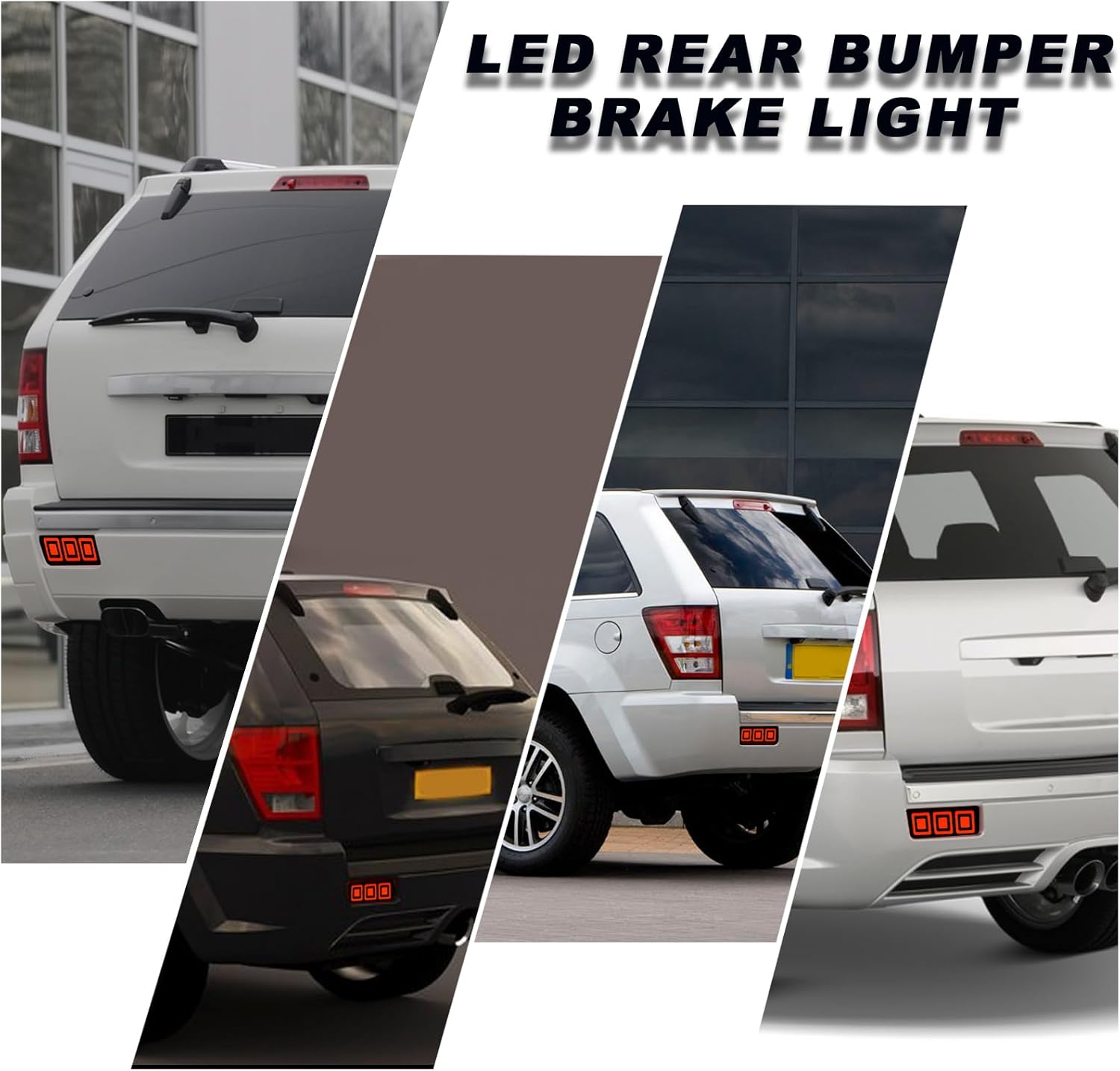 Smoke LED Tail Lights Rear Bumper Brake Light Kit for 2005 2006 2007 2008 2009 2010 Jeep Grand Cherokee SRT8 | Tail Lamp Brake Fog Lamps | Rear Bumper Reflector Light Replacement