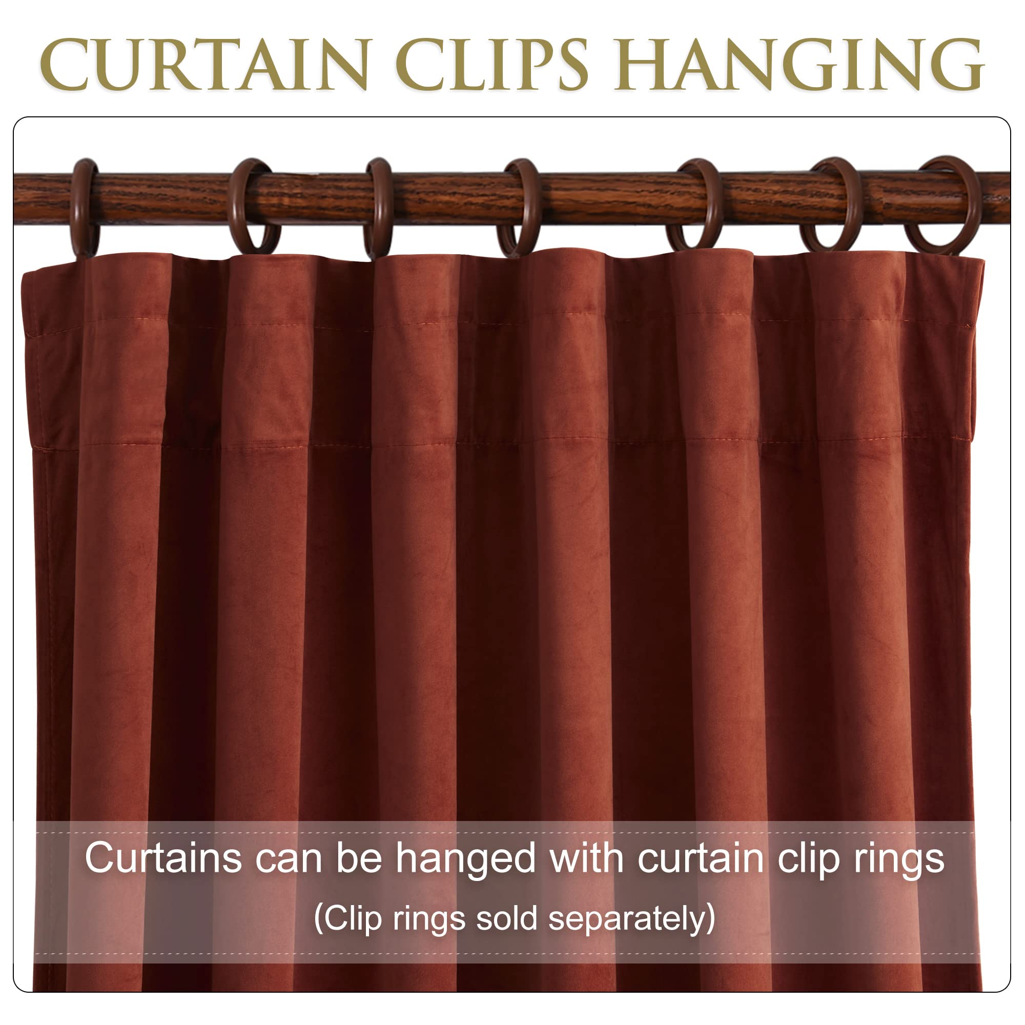 StangH Rust Velvet Curtains for Bedroom Super Soft Heavy Thick Drapes Room Darkening Privacy Sliding Door Curtain Panels for Bedroom/Dining Room - Image 3