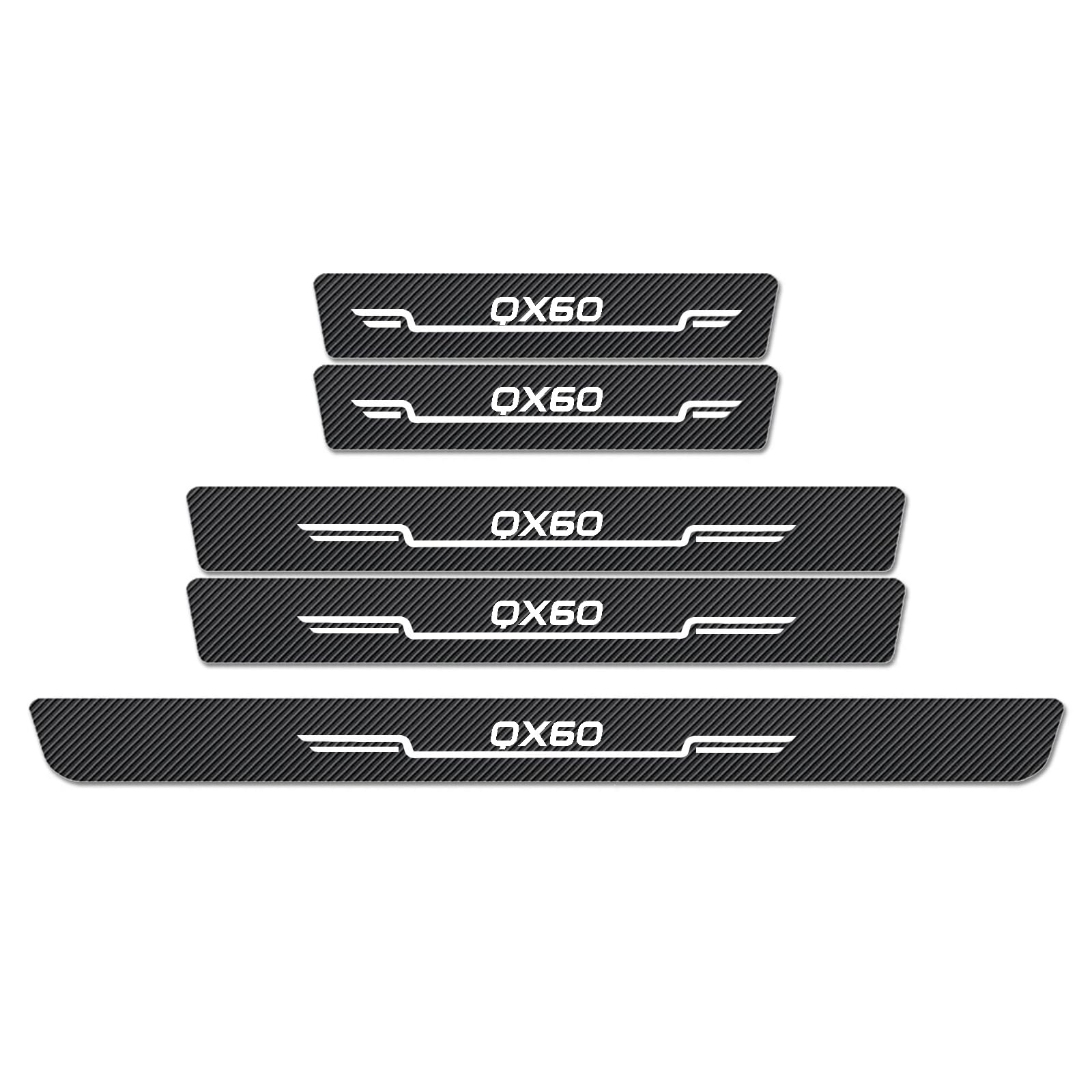 WXH97F Car Door Sill Protector Scuff Plates for Infiniti QX60 2014-2025 2026, Carbon Fibre Effect Door Step Guard, Rear Boot Bumper Strip, Self-Adhesive Anti-Scratch Protection Sticker