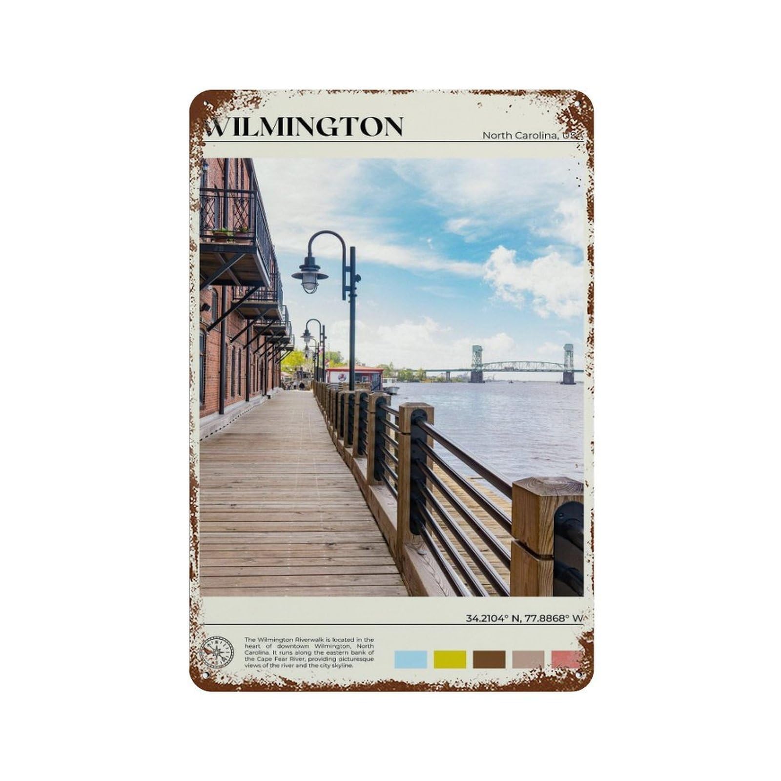 xiaoxiaoshen Real Photo Wilmington Decor Wall Decor Art Metal Tin Poster Modern Home Decor Art Home Bar Shop Decorations Vintage Sign 30x20cm